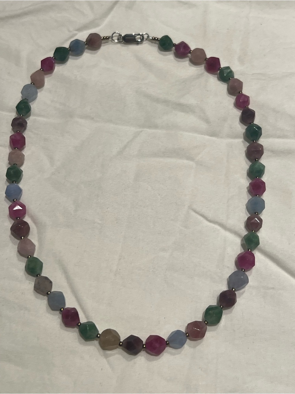 Tourmaline faceted sterling silver necklace